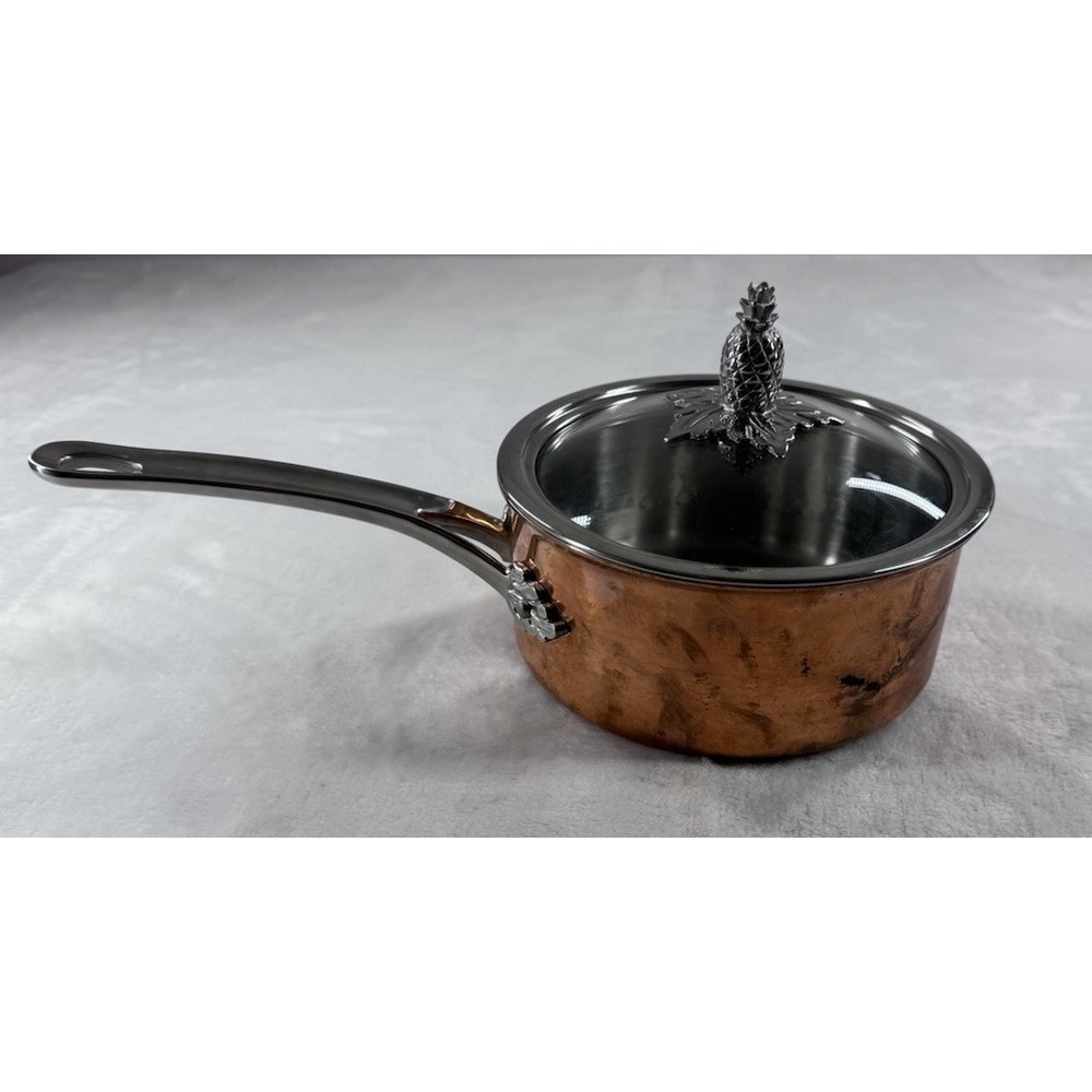 Ruffoni  Copper Saucepan With Pineapple Knob Glass Lid Rare Retired - Picture 2 of 12